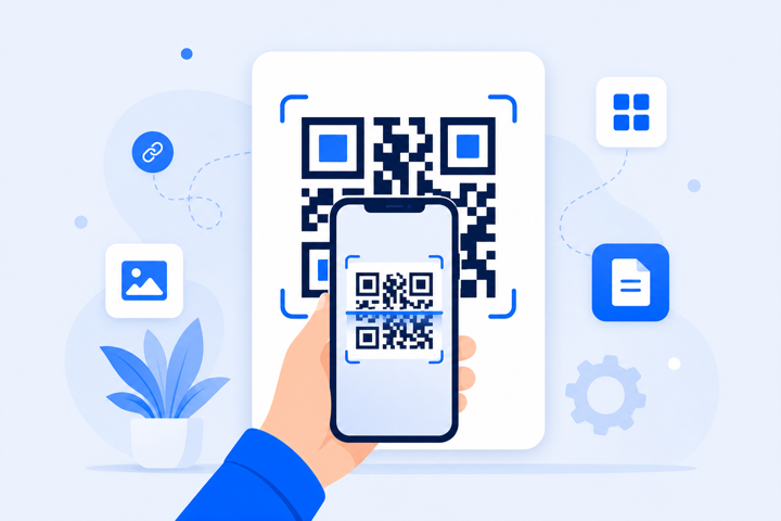 Smartphone scanning a QR code online